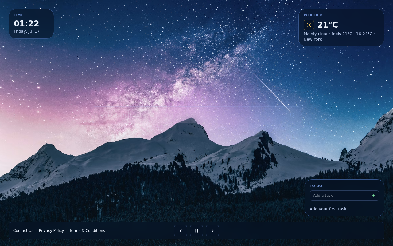 Main new tab view