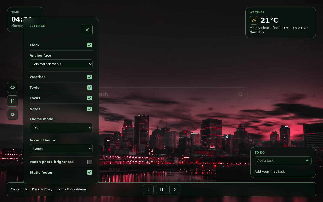Settings controls