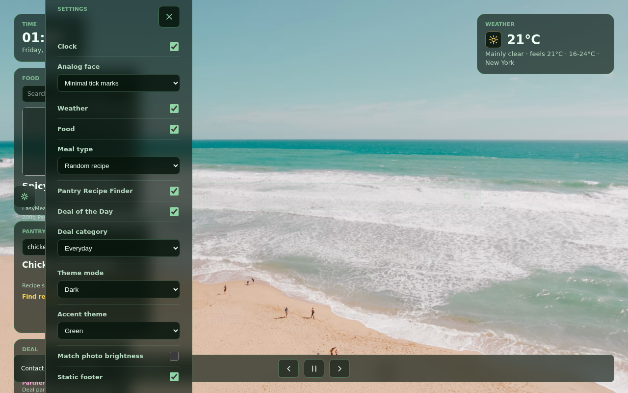 Settings controls