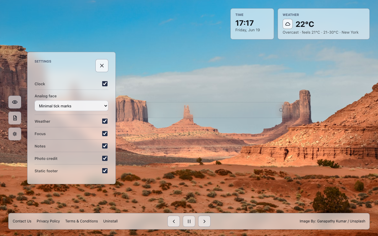 Settings controls
